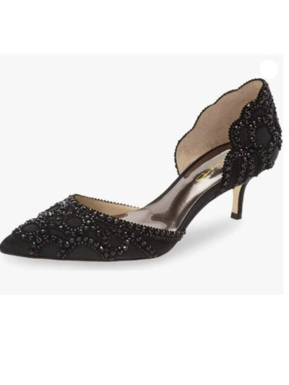 XYD Women's Pumps,Elegant Pointed Toe,D'Orsay Kitten Low Heels, Rhinestone Black